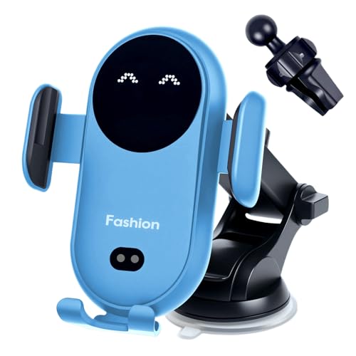 Wireless Car Charger Auto-Clamping 3-in-1 Phone Mount - 15W/10W/7.5W Fast Charging Car Accessories Compatible with iPhone 16/15/14/13/12/11/Xs/XR Samsung S23 Ultra/S22/S21/S20/S10+/S9(Blue)