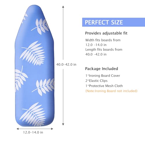 Image of SheeChung 14x42 Inch Over-The-Door Ironing Board Replacement Pad /Cover,100% Cotton Iron Board Cover and Heavy-Duty Extra Thick Pad,Resists Scorching and Staining,Snug fit Ironing Board Cover