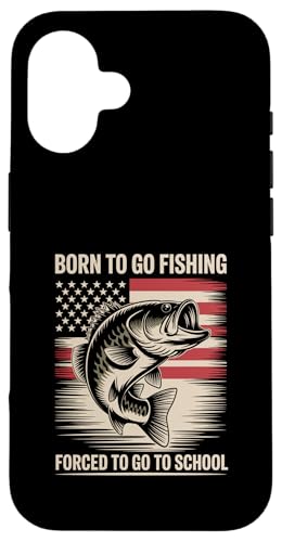 Born To Go Pesca Bass Fish Fisherman Boy Kid Funny Fishing Carcasa para iPhone 16