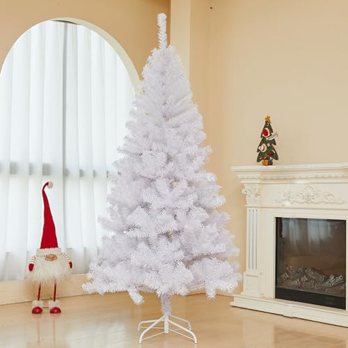 Árbol de Navidad artificial fácil de montar de 6 pies con base plegable estable