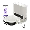 Shark Navigator Robot Vacuum with Bagless 30-Day Capacity Self-Empty Base, Powerful Suction, SmartPath Navigation, Self-Cleaning Brushroll, for Carpets & Hard Floors, White, AV2110S