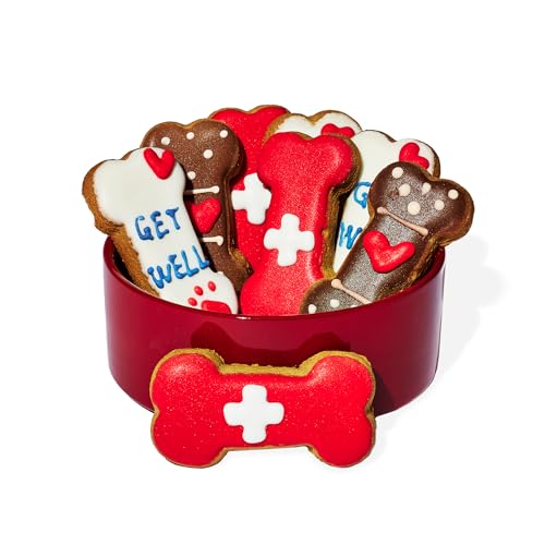 Image of Thoughtfully Pets, Get Well Dog Cookies Gift Set, Crunchy Dog Treats Includes Colorfully Hand Decorated Get Well Themed Biscuits to Brighten Their Day, Set of 8