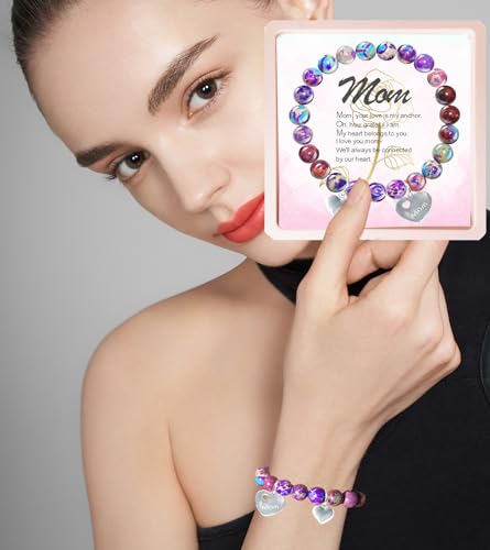 Image of New Mom Gifts, Footprint Charm Bracelet with Message Gift Card Mothers Day Gifts for New Mom,Mommy To Be,1st Time Mom,Expecting Mom