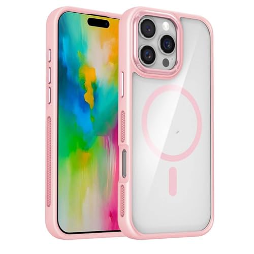 Étui de chargement sans fil de luxe transparent rose iPhone 16 Pro
