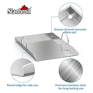 Stanbroil Stainless Steel Griddle Pan with Holder Replacement for Weber 7599 Weber Genesis II 300 Series Grills