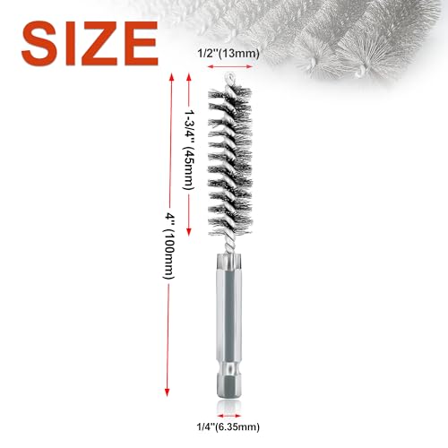 Image of 5Pcs 1 /2 inch Stainless Steel Wire Bore Brush for Power Drill Cleaning