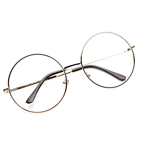 Image of zeroUV Large Oversized Metal Frame Clear Lens Round Circle Eye Glasses