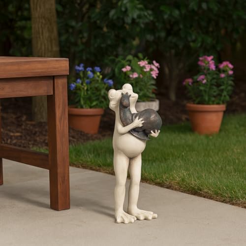 Estatua abrazando rana y caracol 12 pulgadas gris miniatura 3