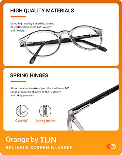TIJN Blue Light Blocking Glasses Men Women Vintage Thick Round Rim Frame Eyeglasses