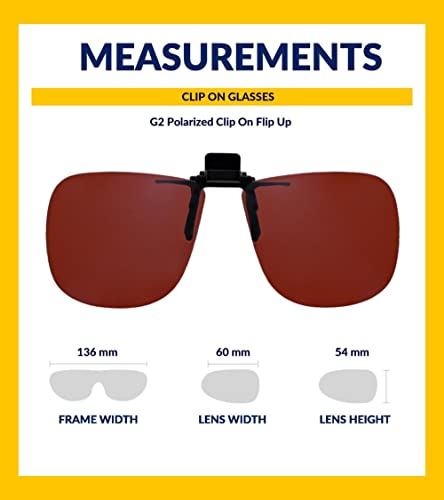 Polarized Clip-on Flip-up Plastic Sunglasses - Square - 60mm Wide X 54mm High (136mm Wide) - Polarized Brown Lenses - Shade Control G-Clips3
