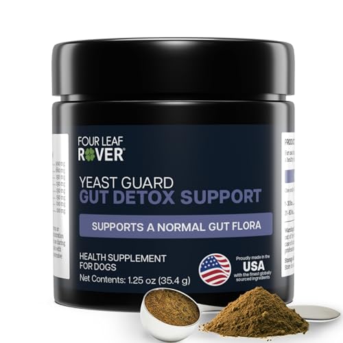 Dog Yeast Support for Itchy Skin Ears & Paws - Four Leaf Rover Yeast Guard - Veterinarian Formulated with Organic Herbs - Helps Support Normal Yeast Levels & Healthy Skin - 30 Day Supply