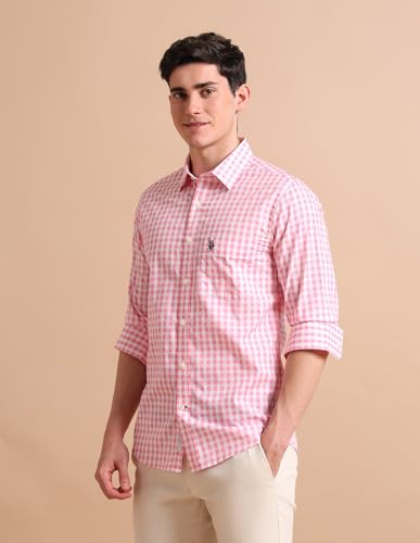 Image of U.S. Polo ASSN. Checkered Tailored Fit Shirt for Men - 100% Cotton, Breathable & Comfortable, Full Sleeves Casual Shirt for Men