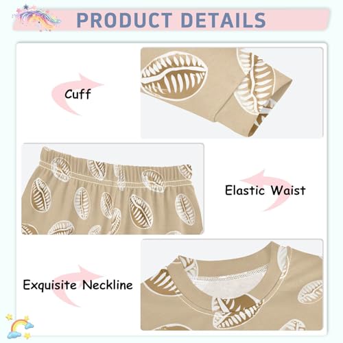 Cartoon Pajamas Set White Cowrie Shell Pattern Long Sleeve PJs Cotton Jammies Sleepwear Top and Pants4