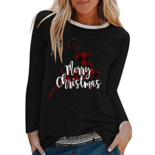 Donna Top,Felpe con Cappuccio Donna Caldo Maglione Peluche Felpa con Maniche Lunghe da Donna Fashiont-Shirt con Pullover con Cappuccio E Stampa A Colori con Stampa Natalizia da Donna