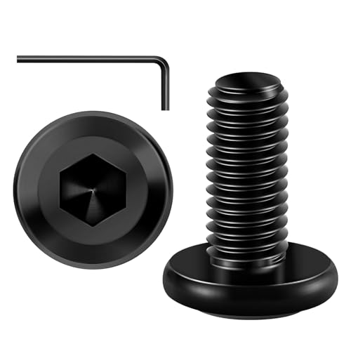 Pack of 20 M6 x 16 Flat Head Screws Hexagon Socket Stainless Steel A2 V2A Full Thread Black Oxide with Hex Key