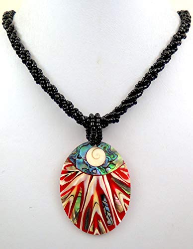 Natural Abalone Shell, Cone Shell, Shiva Eye Pendant 18.5 Inches Beads For Necklace Handmade Women Jewelry Ga313 #TOP2