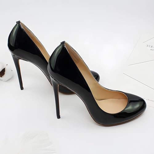 Image of Womens Round Toe Sexy Shallow Mouth 4.7in Stilettos High Heel Banquet Pumps Big Size Versatile Shoes Black US5