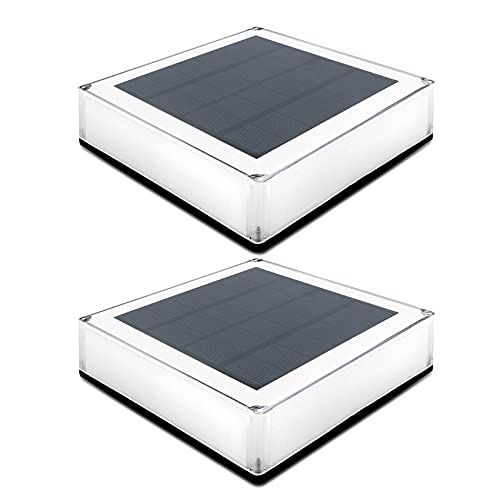Preisvergleich Produktbild Solar Pfostenkappen 12x12cm, 2 Stück Zaunpfosten Licht wasserdichte Holzpfosten Gartenweg Lampe für Deck, Patio, Stufen - Außen Solarleuchten mit 2 Beleuchtungsfarben Einstellbare 3000K, 4000K, 6000K