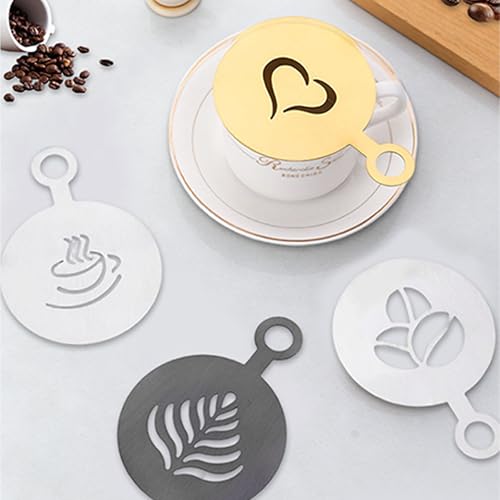 Artistic Coffee Decorating Tool 4Pcs Efficient Nonrust Steel Stencils Set Drink Decorating Templates Adornment Design Equipme