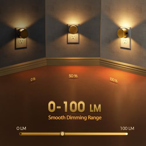 Image of Briignite Night Lights Plug into Wall [2 Pack], Dusk to Dawn Sensor Nightlight, Brightness Adjustable, 3000K Soft White, Dimmable Plug in Night Light for Bedroom, Hallway, Stairs, Kitchen