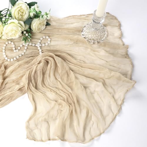 6 Pack Beige Cheesecloth Table Runner 10Ft Gauze Cheese Cloth Table Runner 35x120 Inch Boho Sheer Rustic Fabric for Party Decor Baby Shower Wedding Holiday Decorations by Heneger - Used condition - Image 7