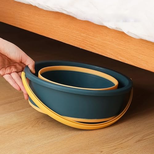 Image of VINSU Silicone Bucket Water Proof, PVC Coated Collapsible Foldaway Bucket with Handle Fordable Pail for Outdoor Camping /Car Washing /Fishing /Hiking /Travelling, Portable (Orange Foldable Bucket)