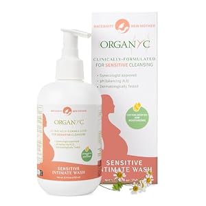 Organyc Feminine Wash for Maternity, Intimate Skin Care, Gentle Hygiene Essentials with Moisturizing Cottonseed Oil & Chamomile, Postpartum Essentials, 8.5 fl oz