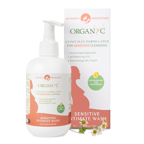 Organyc Feminine Wash for Maternity, Intimate Skin Care, Gentle Hygiene Essentials with Moisturizing Cottonseed Oil & Chamomile, Postpartum Essentials, 8.5 fl oz