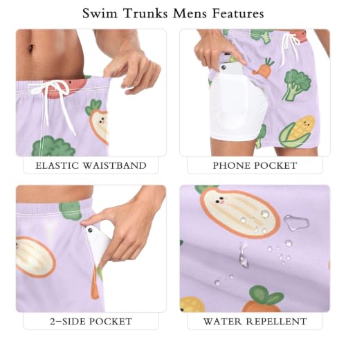 Bañador de secado rápido para hombre con dibujos de verduras moradas 6