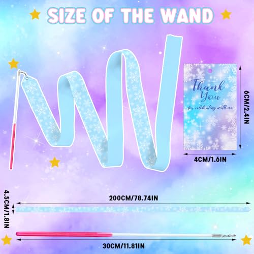 Image of Soulchen 20 Pack Pink and Green Witch Party Favors Witch and Theme Wands with Thank You Cards Pink Green Dance Ribbons Birthday Party Favors Dance Streamers Gift(20 Pcs,Snowflake)