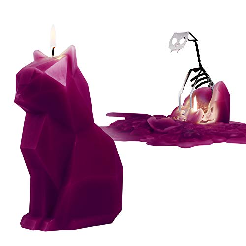 PyroPet Kisa Cat Skeleton Candle (Burgundy)