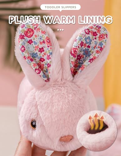 Owif Toddler Slippers Boys Girls Kids House Slippers Dinosaur Bunny Slippers Non-Slip Warm Winter Slippers Soft Fuzzy Slippers Indoor House Shoes,Bunny Pink,9.5-10 Toddler thumb #1
