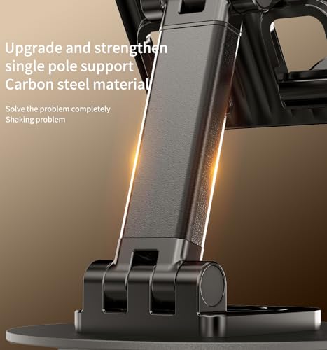 Image of 360 Rotating Cell Phone Stand for Desk | Adjustable & Foldable Phone Holder, Aluminum Desktop Phone Stand with Anti-Slip Base, iPad Stand for Desk