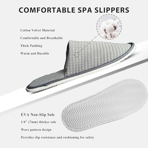 Image of Anmerl 10 Pairs Disposable Hotel Slippers - Bulk Guest House Shoes for Spa, Wedding, Travel, Universal Size, Non-Slip, Washable with Individual Packaged
