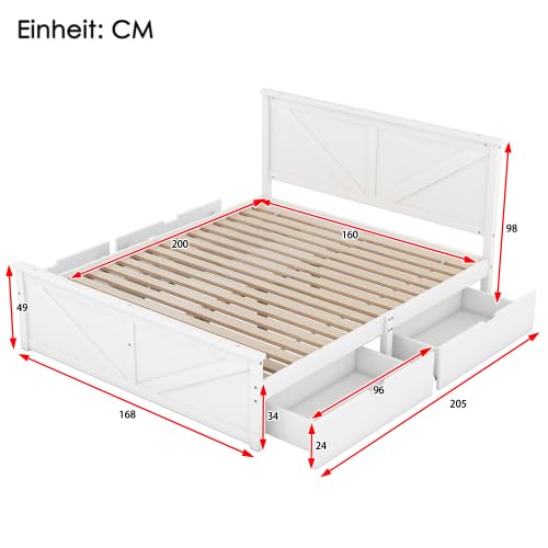 Letto adulto imbottito in velluto 140x200 cm con 4 cassetti + testiera