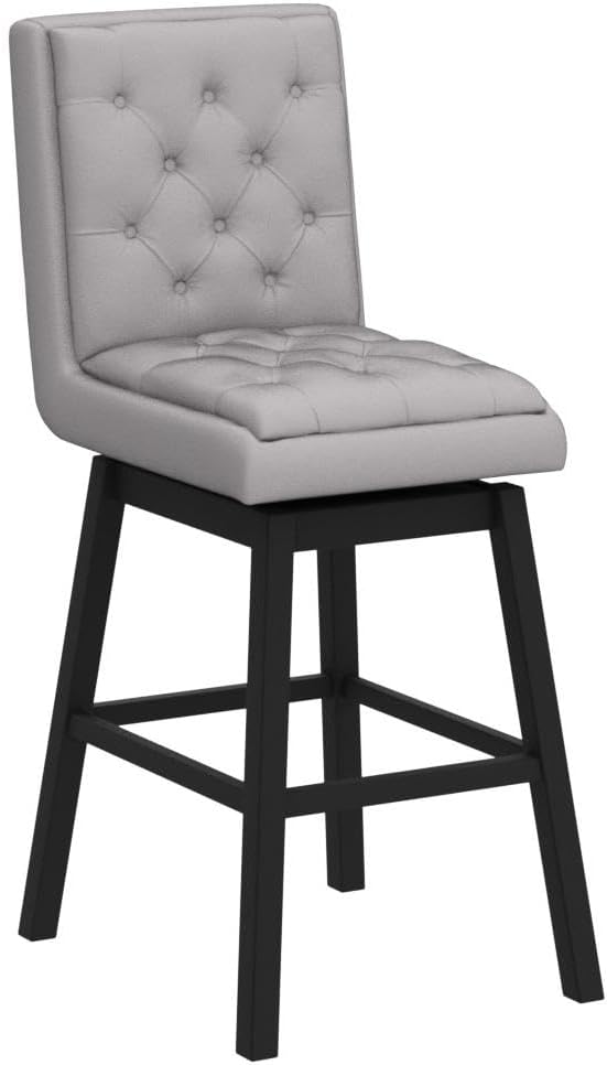 Baxton Studio Gregory Modern Transitional Light Grey Velvet Fabric Upholstered and Dark Brown Finished Wood 2-Piece Swivel Bar Stool Set