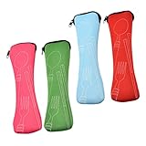 PLAFOPE 4pcs Packing Cutlery Storage Bag Travel Set Stainless Steel Silverware Set Outdoor Set Suit Case Set Stainless Steel Utensils Picnic Chopsticks Bag Cutlery Packing Bag Diving Cloth