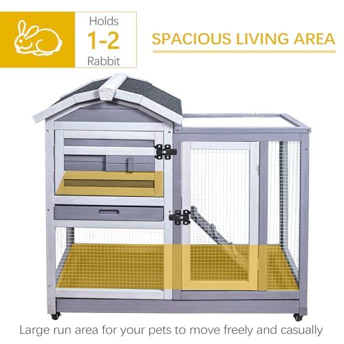 GEGURI Coelhinha interna e externa, gaiola de coelho, casa de madeira para animais de estimação para