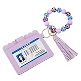PATIKIL Llavero de cuentas de silicona para billetera, pulsera con borlas y tarjetero, para mujer, accesorio de coche - 1 unidad (morado)