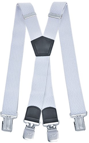 Miobo Bretelles en X ou en Y de 4 cm de large avec 3 ou 4 pinces Convient pour homme et femme Coloris au choix - Blanc - Taille Unique Cover