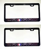 Lolosale 2PCS Carbon Fiber Camaro Flag License Plate Tag Frame Cover Holder Racing Sport for Chevy C