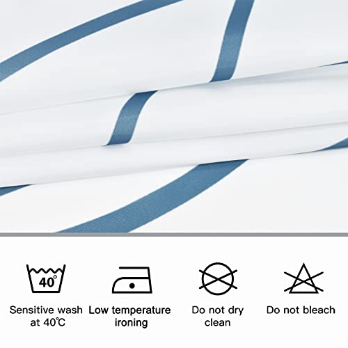 Punkray Navy Blue Shower Curtain For Bathroom With Hooks, Extra Long Shower Curtain Set Stripe Bath Curtains Decor White Shower Curtains Weighted Hem Water Repellent Washable, 72X72 #TOP5