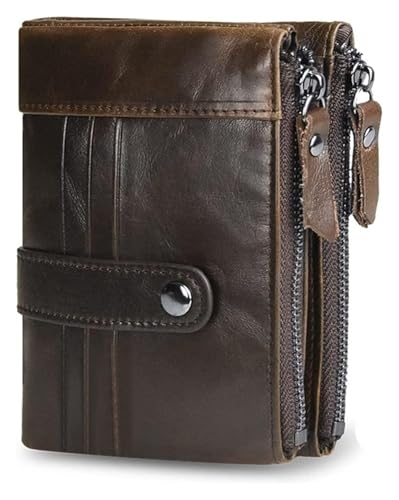 Card Bag,wallet, Card Bag,Zipper Men Wallet Genuine Leather Short Wallets Male Multifunctional Cowhide Hasp Purse Coin Pocket Photo Card Holder(Brown)