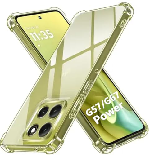 Image of Lustree Case for Motorola Moto G67 Power Transparent Protective Hard Silicone Anti-Shock Case Bumper with Reinforced Corners cam Protection for Motorola G67 Power