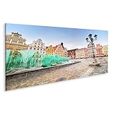 islandburner Bild auf Leinwand Lebendige Marktplatz-Szene Wandbild Wohnzimmer Für Reisefans - Panorama