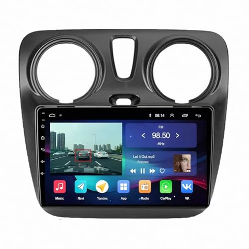 Pantalla Carplay para viajes en Peugeot 208 con mapas en tiempo real radio Bluetooth y cámara