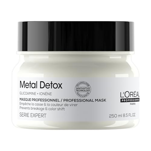 ’Oréal Professionnel Masque Anti Casse Cheveux Abîmés & Cassants Colorés ou Naturels Renforce & Hydrate la Fibre Couleur Longue Durée Metal Detox Série Expert 250ml