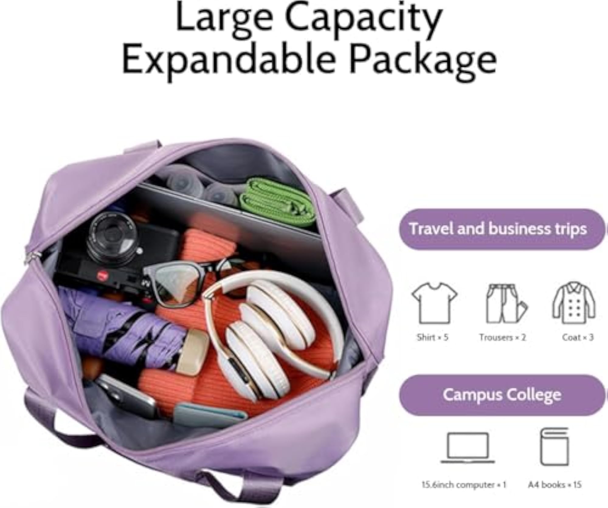 Expandable Duffle Bag with Wheels for Travel