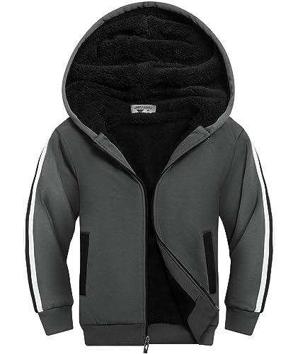 Image of SWISSWELL Unisex Boys Girls Fleece Hoodie Sherpa Lined Jacket Zip Up Hooded Sweatshirt Winter Outerwear for Kids