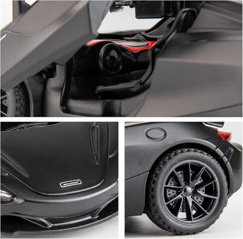 Image of WORSHIPER 1:32 Scale McLaren 720S Die-Cast Model Car � Alloy Metal Pullback Toy Car with Openable Butterfly Doors, Lights & Sound � Kids & Adults (1:32 McLaren 720s Black Color)